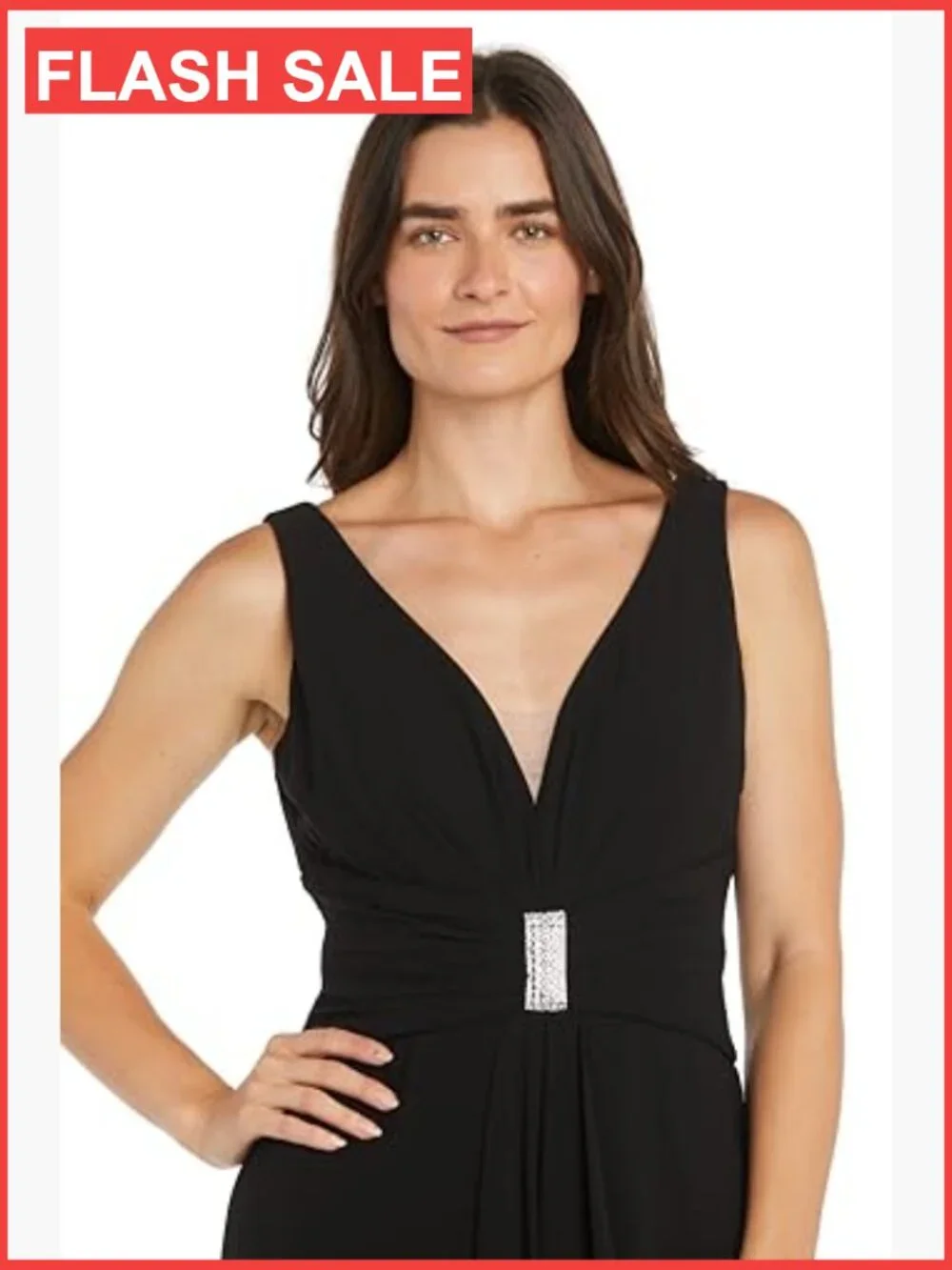 Sleeveless Wide Leg Jumpsuit with Rhinestone Waist - Picture 2 of 7
